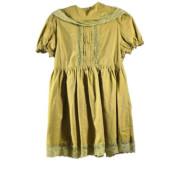 Women's Dress Size Medium Short Sleeve Lace Chartreuse - Picture 3 of 3